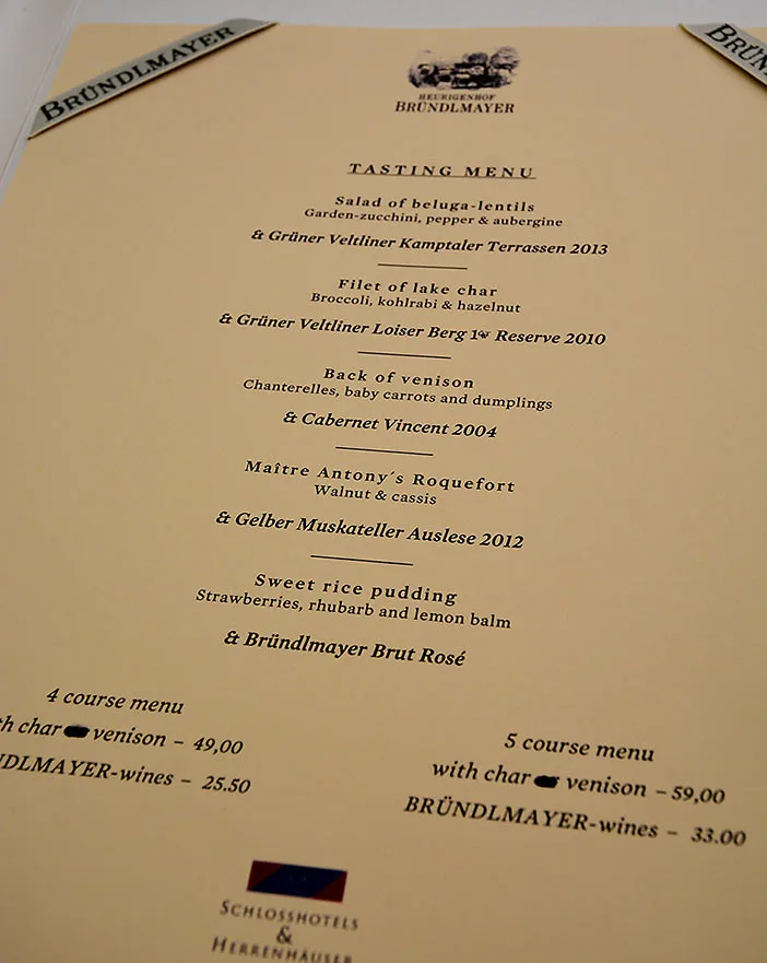 Bründlmayer menu