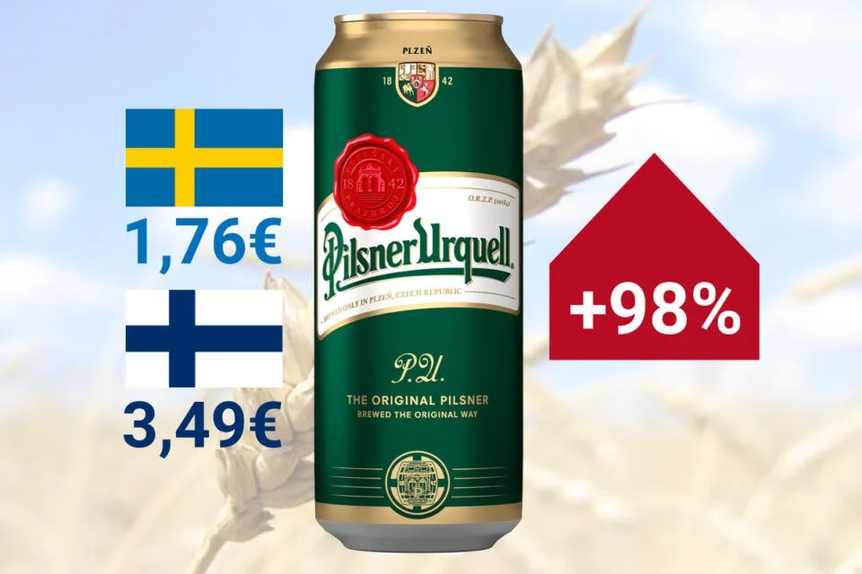 Pilsner Urquell hintavertailu Ruotsi-Suomi